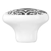 Monogramed Elegant Grijs Bloemen Ornament Keramische Knop (Zijkant)