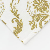 Monogramed Elegant Wit & Goud Bloemen Damasks Fleece Deken (Hoek)