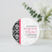 Monogramed Elegant Zwart & Wit Bruiloft Kaart (Staand voorkant)