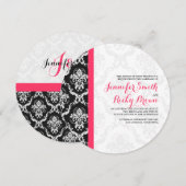 Monogramed Elegant Zwart & Wit Bruiloft Kaart (Voorkant / Achterkant)