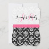 Monogramed Elegant Zwart & Wit Bruiloft Kaart (Achterkant)