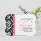 Monogramed Elegant Zwart & Wit Bruiloft Kaart (Staand voorkant)