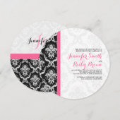 Monogramed Elegant Zwart & Wit Bruiloft Kaart (Voorkant / Achterkant)