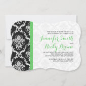 Monogramed Elegant Zwart & Wit Bruiloft Kaart (Voorkant)