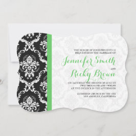 Monogramed Elegant Zwart & Wit Bruiloft Kaart