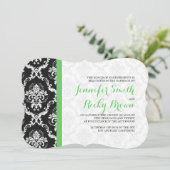 Monogramed Elegant Zwart & Wit Bruiloft Kaart (Staand voorkant)