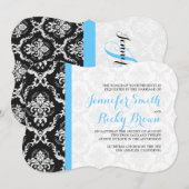 Monogramed Elegant Zwart & Wit Bruiloft Kaart (Voorkant / Achterkant)