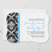Monogramed Elegant Zwart & Wit Bruiloft Kaart (Voorkant)