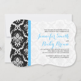 Monogramed Elegant Zwart & Wit Bruiloft Kaart