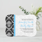 Monogramed Elegant Zwart & Wit Bruiloft Kaart (Staand voorkant)