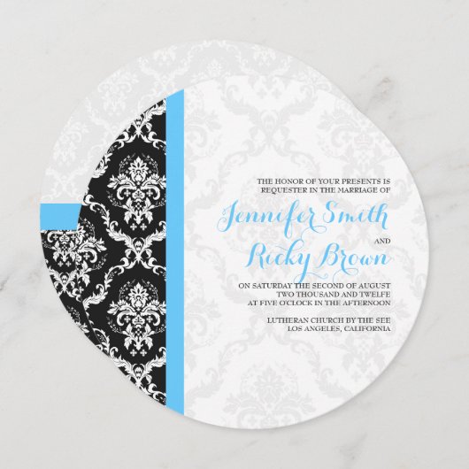 Monogramed Elegant Zwart & Wit Bruiloft Kaart (Voorkant / Achterkant)