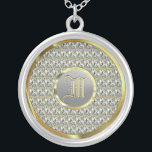 Monogramed Faux Diamonds, Gold & Steel Zilver Vergulden Ketting<br><div class="desc">Elegant faux goud en diamanten drukken met een aangepast en optioneel monogram. Niet echt metaal,  maar bedrukt afbeelding van diamant en staal.</div>