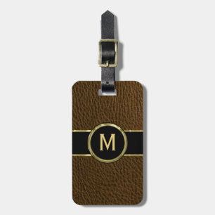 Monogramed Faux Leather look Bagagelabel
