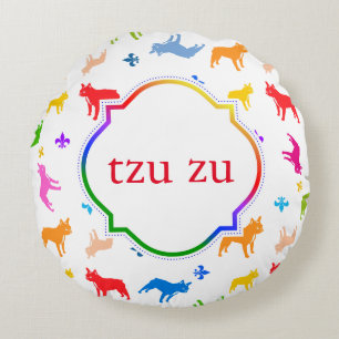 Monogramed French Bulldog Pillow Rond Kussen