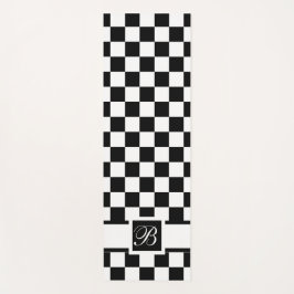 Monogramed geruit in zwart-wit yoga mat