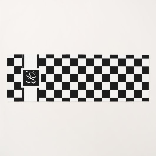 Monogramed geruit in zwart-wit yoga mat (Voorkant (horizontaal))