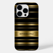 Monogramed Gold & Black Stripes Pattern Case-Mate iPhone Case (Achterkant)