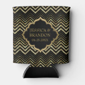 Monogramed Gold Glitter & Zigzag Chevron Pattern Blikjeskoeler (Voorkant)