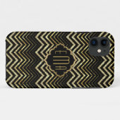 Monogramed Gold Glitter Zigzag Chevron Pattern Case-Mate iPhone Case (Achterkant (horizontaal))