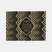 Monogramed Gold Glitter & Zigzag Chevron Pattern Fleece Deken (Voorkant (Horizontaal))