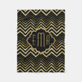 Monogramed Gold Glitter & Zigzag Chevron Pattern Fleece Deken (Voorkant)