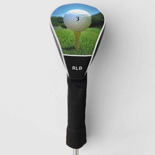 Monogramed Golf Ball on T-shirt Head Hoesje Golfheadcover (Voorkant)
