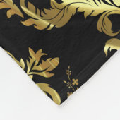Monogramed Goud Rood & Zwart Bloemen Damask 2 Fleece Deken (Hoek)