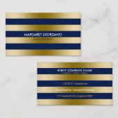 Monogramed Gouden Strepen Geometrisch Patroon 2 Visitekaartje (Voorkant / Achterkant)