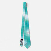Monogramed Green Checkered Pattern Pet Paw Print Stropdas (Achterkant)