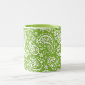 Monogramed Groen & Wit  Paisley Tweekleurige Koffiemok (Center)