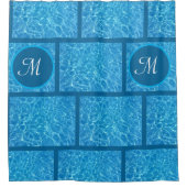 Monogramed Helder Blauw Water Reflecties Douchegordijn (Voorkant)