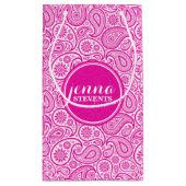 Monogramed Hot Pink & White  Paisley Klein Cadeauzakje (Achterkant)