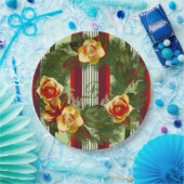 Monogramed kerstkrans papieren bordje (Feest)