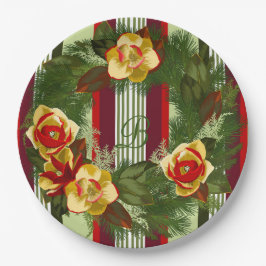 Monogramed kerstkrans papieren bordje