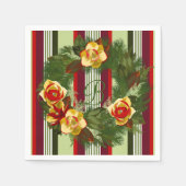 Monogramed Kerstmis Wreath Napkin Servet (Voorkant)