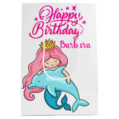 Monogramed kleine zeemeermin met dolfijn medium cadeauzakje (Achterkant)