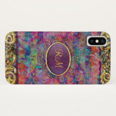 Monogramed Kleurrijke  Bloemen Collage Case-Mate iPhone Case (Achterkant (horizontaal))