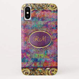 Monogramed Kleurrijke  Bloemen Collage Case-Mate iPhone Case