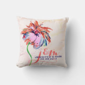 Monogramed Kleurrijke Hand Getrokken Bloem Kussen (Voorkant)