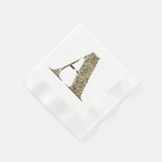 Monogramed Letter Initiaal A Gold Sparkles Elegant Servet (Hoek)