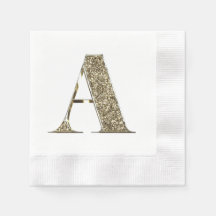 Monogramed Letter Initiaal A Gold Sparkles Elegant