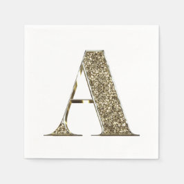 Monogramed Letter Initiaal A Gold Sparkles Elegant Servetten
