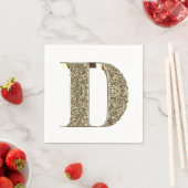 Monogramed Letter Initiaal D Gold Sparkles Elegant Servetten (Insitu)