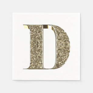 Monogramed Letter Initiaal D Gold Sparkles Elegant Servetten