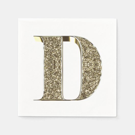 Monogramed Letter Initiaal D Gold Sparkles Elegant Servetten (Voorkant)