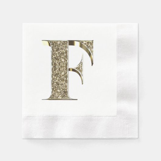 Monogramed Letter Initiaal F Gold Sparkles Elegant Servetten (Voorkant)