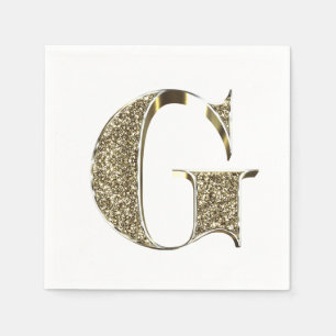 Monogramed Letter Initiaal G Gold Sparkles Elegant Servetten