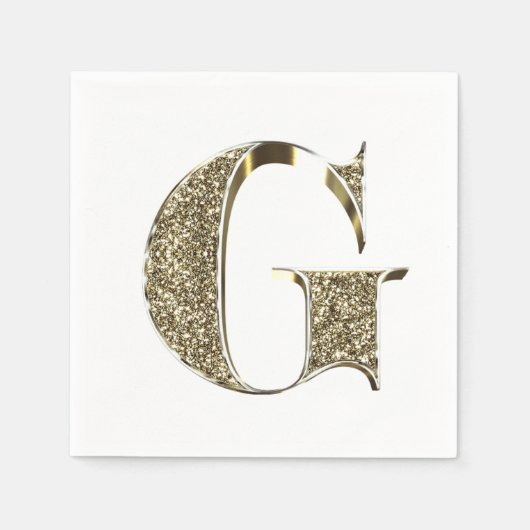 Monogramed Letter Initiaal G Gold Sparkles Elegant Servetten (Voorkant)