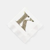 Monogramed Letter Initiaal K Gold Sparkles Elegant Servet (Hoek)