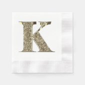 Monogramed Letter Initiaal K Gold Sparkles Elegant Servet (Voorkant)